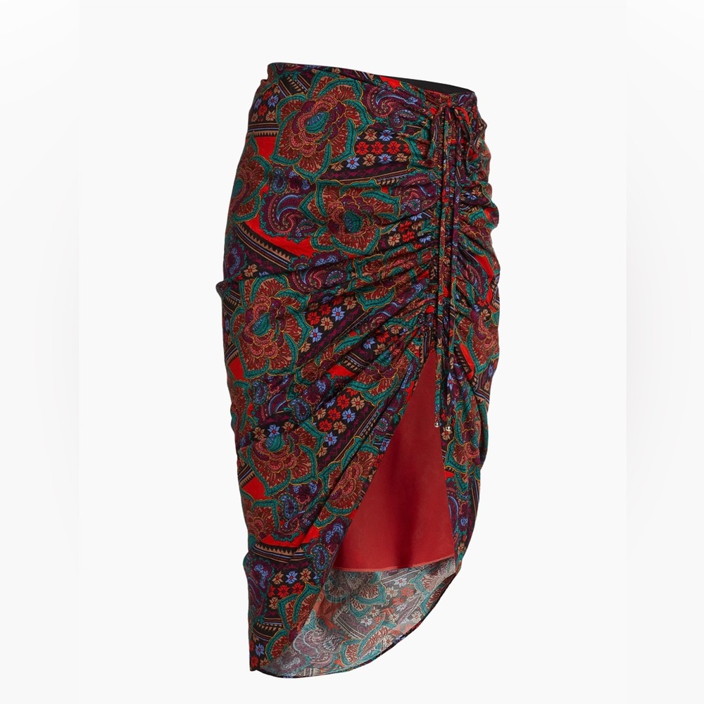 Veronica Beard Red Multi Paisley Midi Skirt
